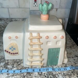 VINTAGE Treasure Craft Cactus Adobe House Southwest Cookie Jar Pueblo Aztec Mesa